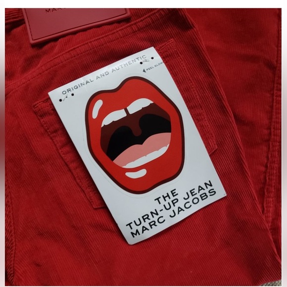 ♥️ Marc Jacobs ♥️ NWT Darling Red Corduroy Mid Rise Turn-Up Crop Pant Cuff 26 S - Picture 8 of 15